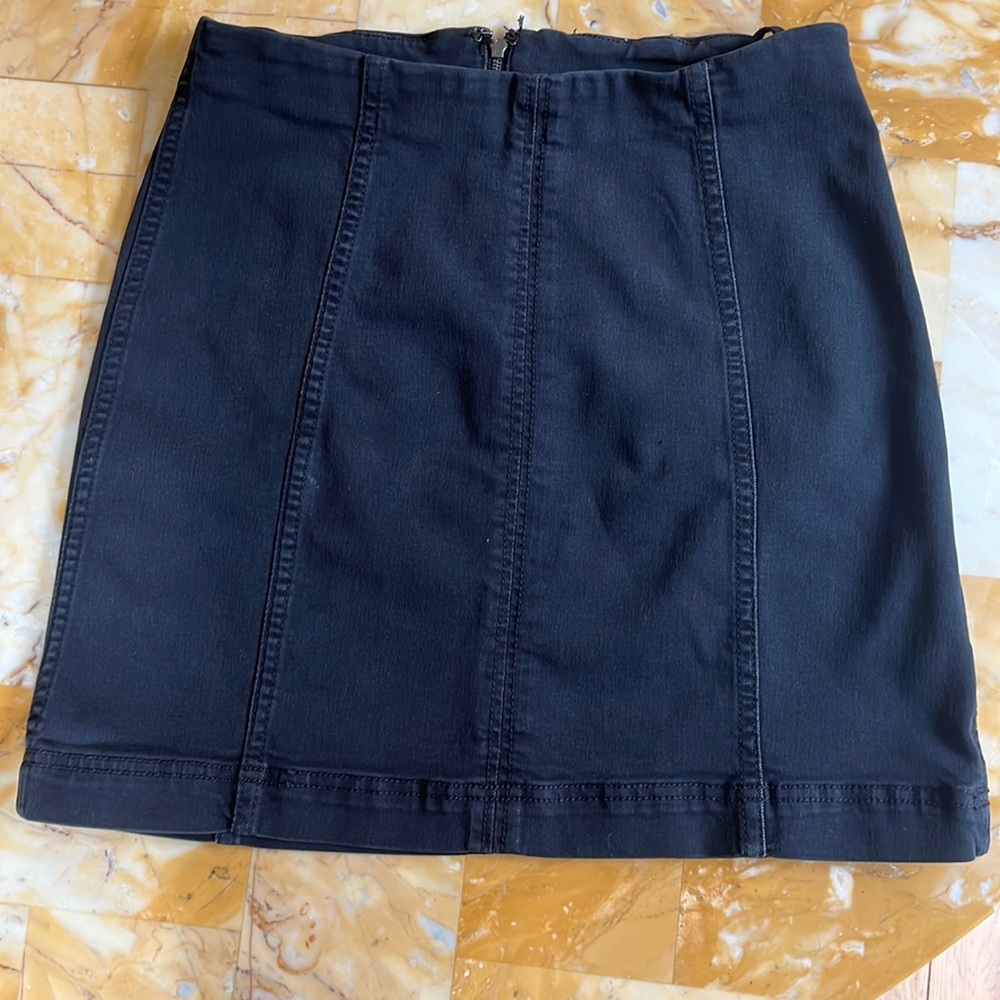 Free people stretch denim black skirt